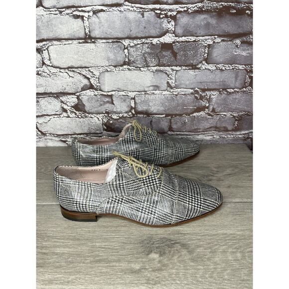 O'Quincy by Jan Palmen White Black Plaid Lace Up Oxfords Shoes Women 41EU/10.5US - Picture 3 of 16